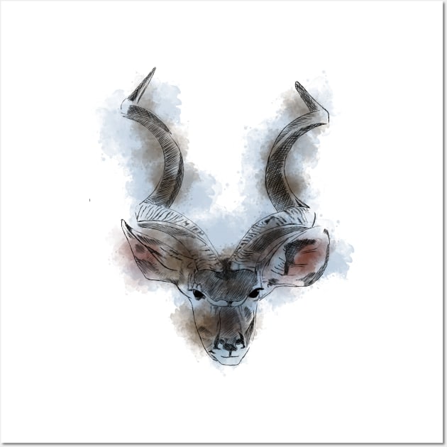 African Kudu - Watercolor Wall Art by The Creative Palette